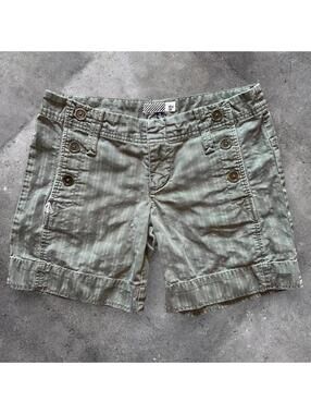 vintage khaki green striped volcom shorts